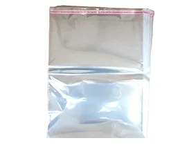 Clear self-adhesive plastic bags
